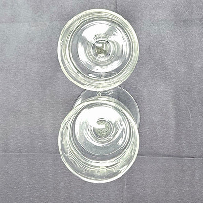 Wine Glasses, Etched Rose and Leaves, Stemware, Set of 2, Straight Sides, Flat Bottom Bowl, ISSUES, Vintage