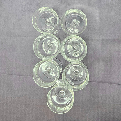 Glasses, Cocktail Stemware, Etched Rose and Leaves, Set of 7, Cordial Glasses, Straight Sides, Flat Bottom Bowl, Vintage