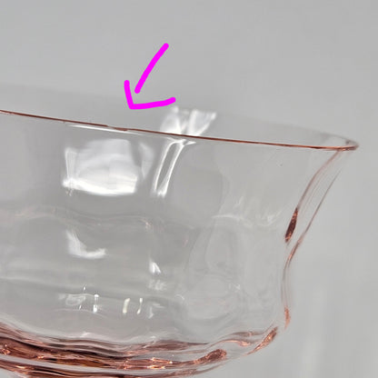 Champagne / Tall Sherbet, Tiffin, 15028 Pink Diamond Optic, Elegant Glass / Depression Glass, Set of 5, Vintage
