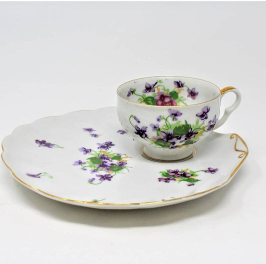 Snack Set, Norcrest, Sweet Violet EW6, Japan Vintage