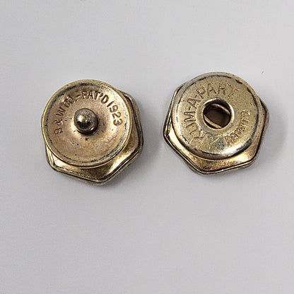 Cufflinks, Baer & Wilde, Art Deco, Mother of Pearl & Blue Enamel, Kum-a-Part Snap Link, Vintage