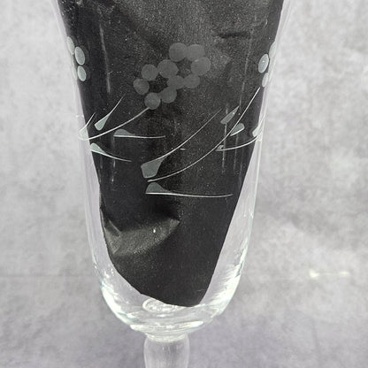 Glasses, Cocktail / Sherry / Liqueur Glasses, Blown Glass, Footed, Etched Florals, Set of 6, Vintage