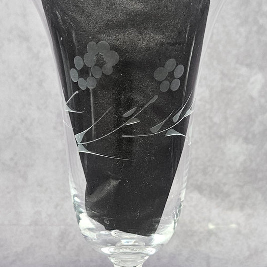 Glasses, Cocktail / Sherry / Liqueur Glasses, Blown Glass, Footed, Etched Florals, Set of 6, Vintage