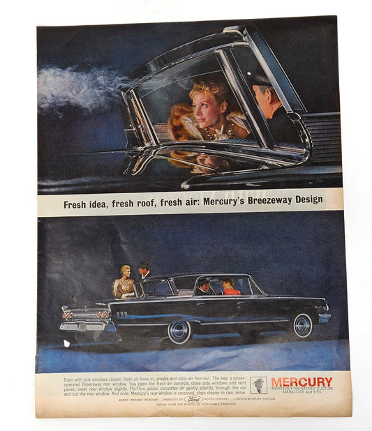 Advertisement, Ford Mercury, Original 1962, Marauder Breezeway Design, Magazine Ad, Vintage