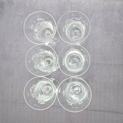 Glasses, Cocktail / Sherry / Liqueur Glasses, Blown Glass, Footed, Etched Florals, Set of 6, Vintage