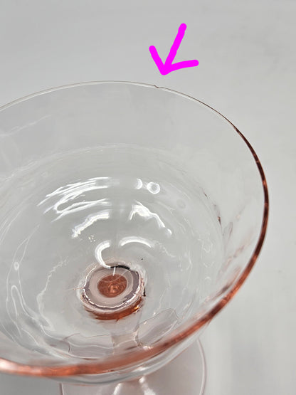 Champagne / Tall Sherbet, Tiffin, 15028 Pink Diamond Optic, Elegant Glass / Depression Glass, Set of 5, Vintage