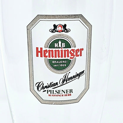 Beer / Pilsner Glass, Christian Henninger Export Logo, Beer Flute, Advertising, Vintage