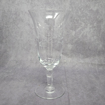 Glasses, Cocktail / Sherry / Liqueur Glasses, Blown Glass, Footed, Etched Florals, Set of 6, Vintage