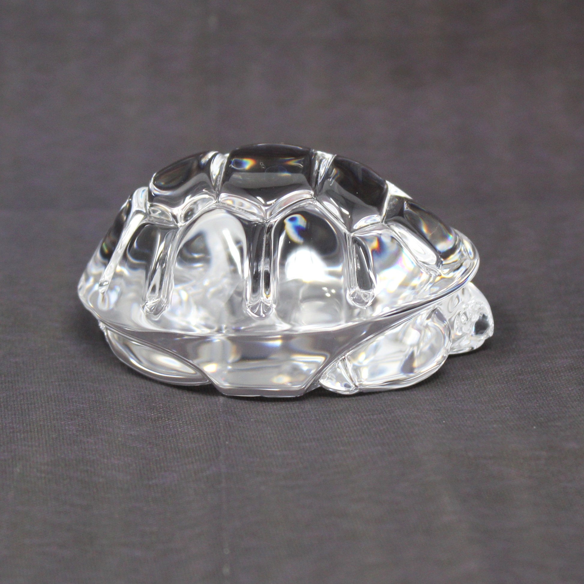 Steuben vintage crystal turtle hand cooler, retired.