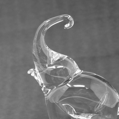 Close up of glass elephant sculpture by Wilkerson Glass, Moundsville, West Virginia.
