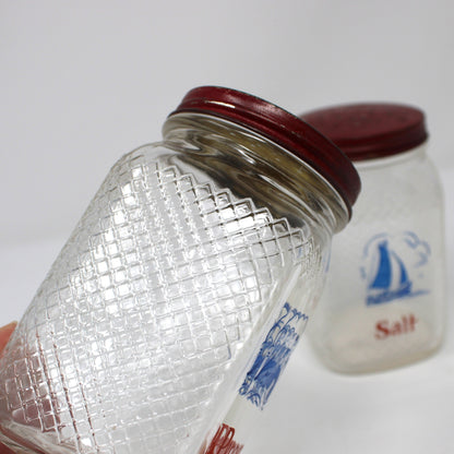 view of waffle glass from a vintage pepper shaker by Hazel Atlas.  