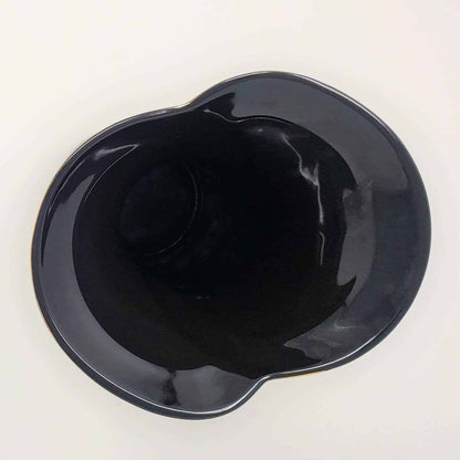 Vase, Fine China Japan, Red Poppies on Black Porcelain, Vintage