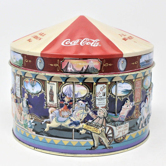 Tins, Gift Tin / Cookie Tin, Coca Cola Carousel / Merry Go Round, Tin, Collectible 1997, SOLD