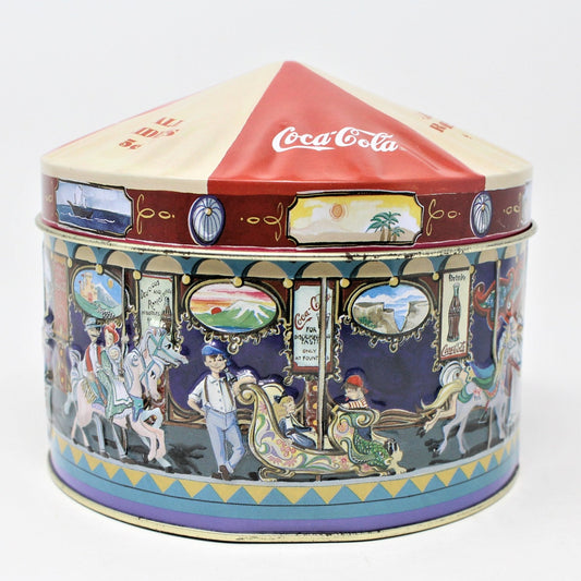 Tins, Gift Tin / Cookie Tin, Coca Cola Carousel / Merry Go Round, Tin, Collectible 1997, SOLD