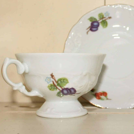 Teacup and Saucer, Royal Kent, Fruit Garland, Set of 3, Vintage