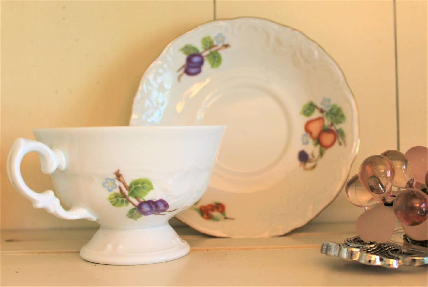 Saucers, Royal Kent, Fruit Garland, Poland, Vintage