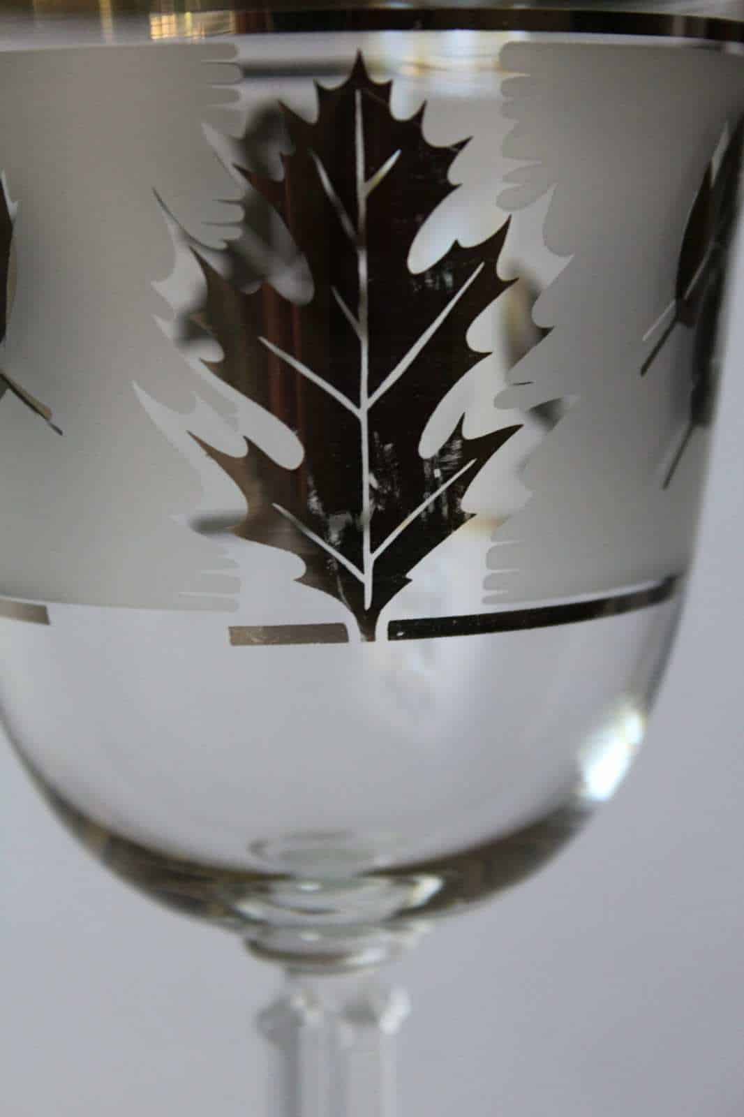 Wine Glasses, Libbey Silver Foliage, Mid-Century Modern, Set of 4, Vintage, SOLD