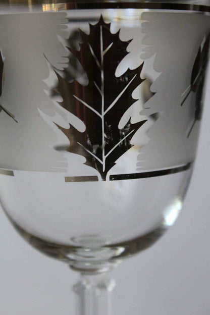 Wine Glasses, Libbey Silver Foliage, Mid-Century Modern, Set of 4, Vintage, SOLD
