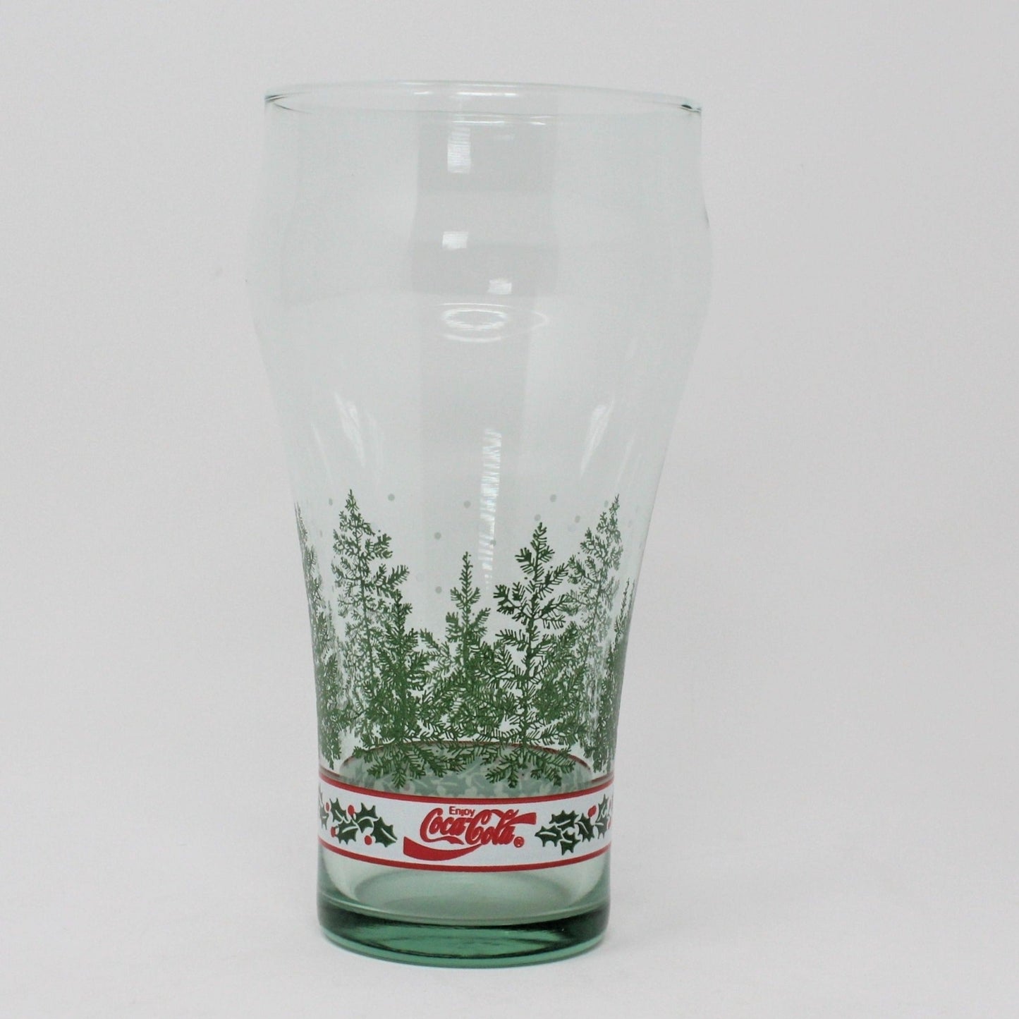 Glasses, Coca Cola Bell Glass, Christmas Pine Trees & Holly, Libbey, Vintage