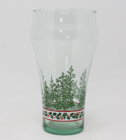Glasses, Coca Cola Bell Glass, Christmas Pine Trees & Holly, Libbey, Vintage
