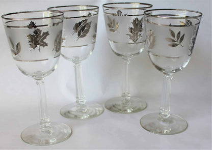 Wine Glasses, Libbey Silver Foliage, Mid-Century Modern, Set of 4, Vintage, SOLD
