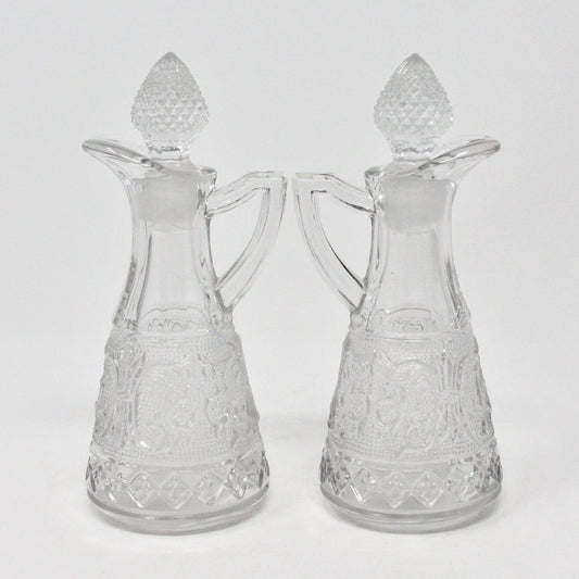 Cruets, Duncan Miller, Sandwich Clear, Set of 2, Vintage