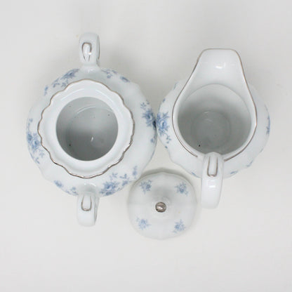 Creamer & Sugar with Lid, Johann Haviland, Blue Garland, Bavaria Vintage