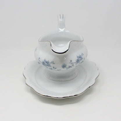 Gravy Boat / Saucière with Underplate, Johann Haviland,  Blue Garland, Bavaria Vintage, SOLD