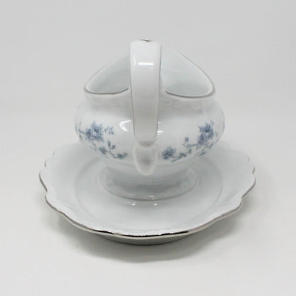 Gravy Boat / Saucière with Underplate, Johann Haviland,  Blue Garland, Bavaria Vintage, SOLD