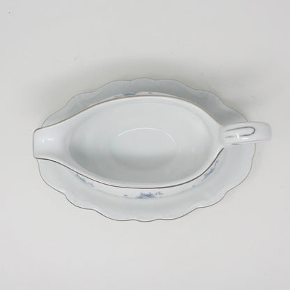 Gravy Boat / Saucière with Underplate, Johann Haviland,  Blue Garland, Bavaria Vintage, SOLD