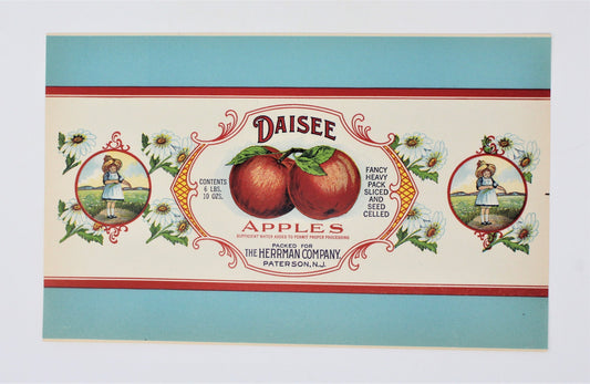 Can Label, Daisee Apples,  Original Lithograph, Rare, NOS, Antique