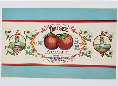 Can Label, Daisee Apples,  Original Lithograph, Rare, NOS, Antique