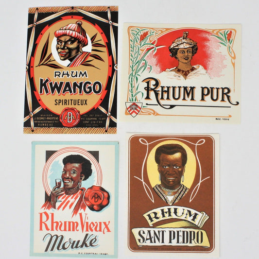 Rum Labels, Martinique Rhum, Set of 4, NOS, Vintage