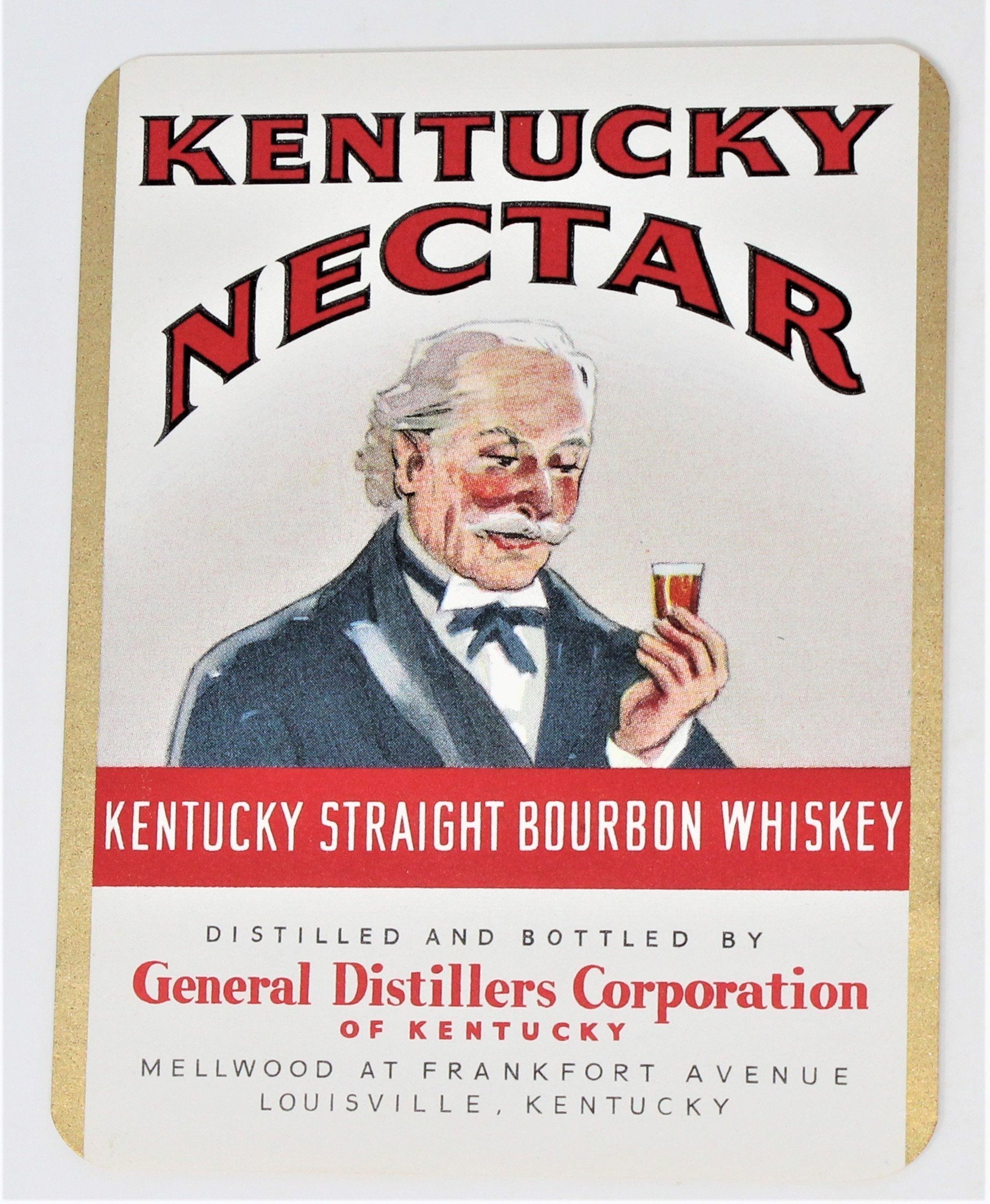 Vintage 1930s Embossed General Old Kentucky Bourbon Label from Louisville