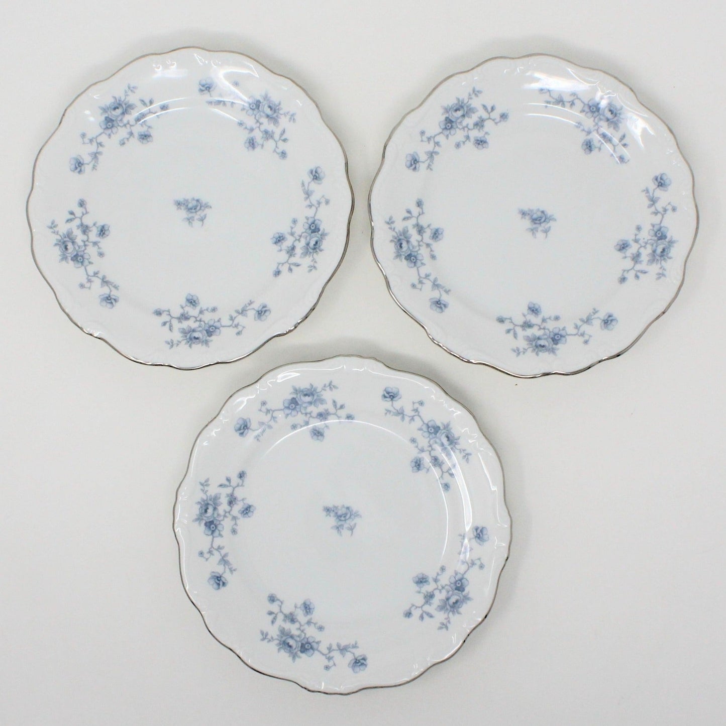 Bread & Butter Plates, Johann Haviland, Blue Garland, Set of 3, Vintage