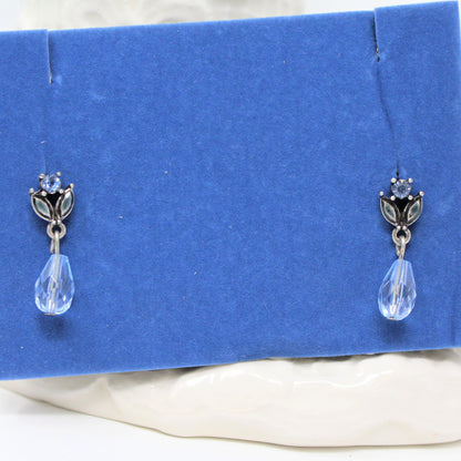 Necklace & Earrings Set, Avon, Blue Stones Flowers & Teardrops, Silver Tone, 2007