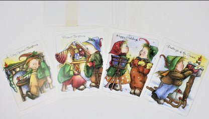Greeting Card / Christmas, Set of 4 Cards, Anne Liese, Hummel-Like Illustrations, Unused w/envelopes