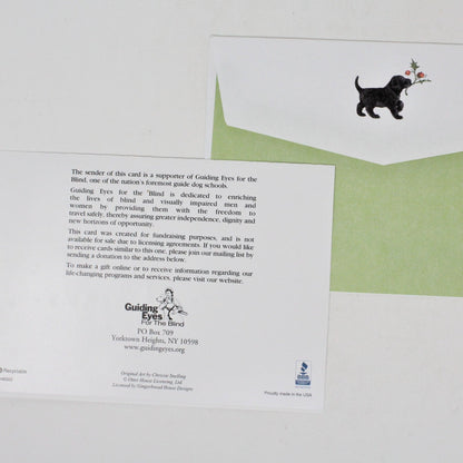 Greeting Card / Christmas, Black Labrador Puppies, Vintage, 1990's