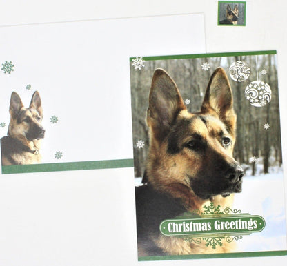 Greeting Card / Christmas, Dog German Shepherd, Unused, Vintage
