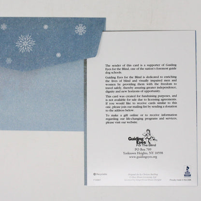 Greeting Card / Christmas, Puppies & Snowman, Unused, Vintage