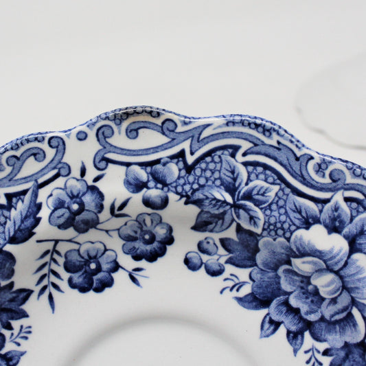 Teacup and Saucer, Ridgway Staffordshire, Marlborough Blue, England, Set of 2, Vintage, SOLD