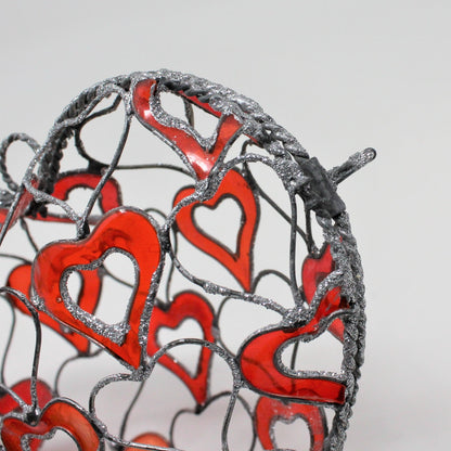 Wire Art, Heart, Wire and Enamel, Sun / Heart Catcher, Fillable, Hand Made