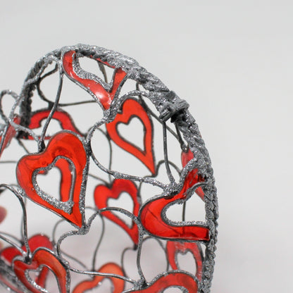 Wire Art, Heart, Wire and Enamel, Sun / Heart Catcher, Fillable, Hand Made