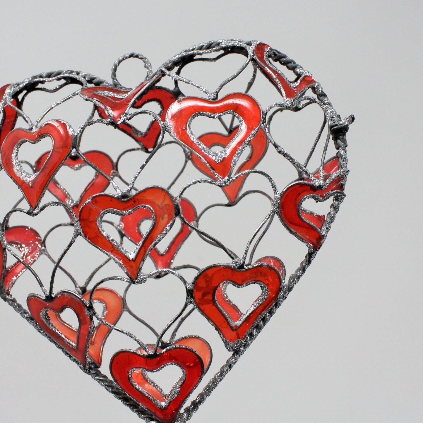 Wire Art, Heart, Wire and Enamel, Sun / Heart Catcher, Fillable, Hand Made