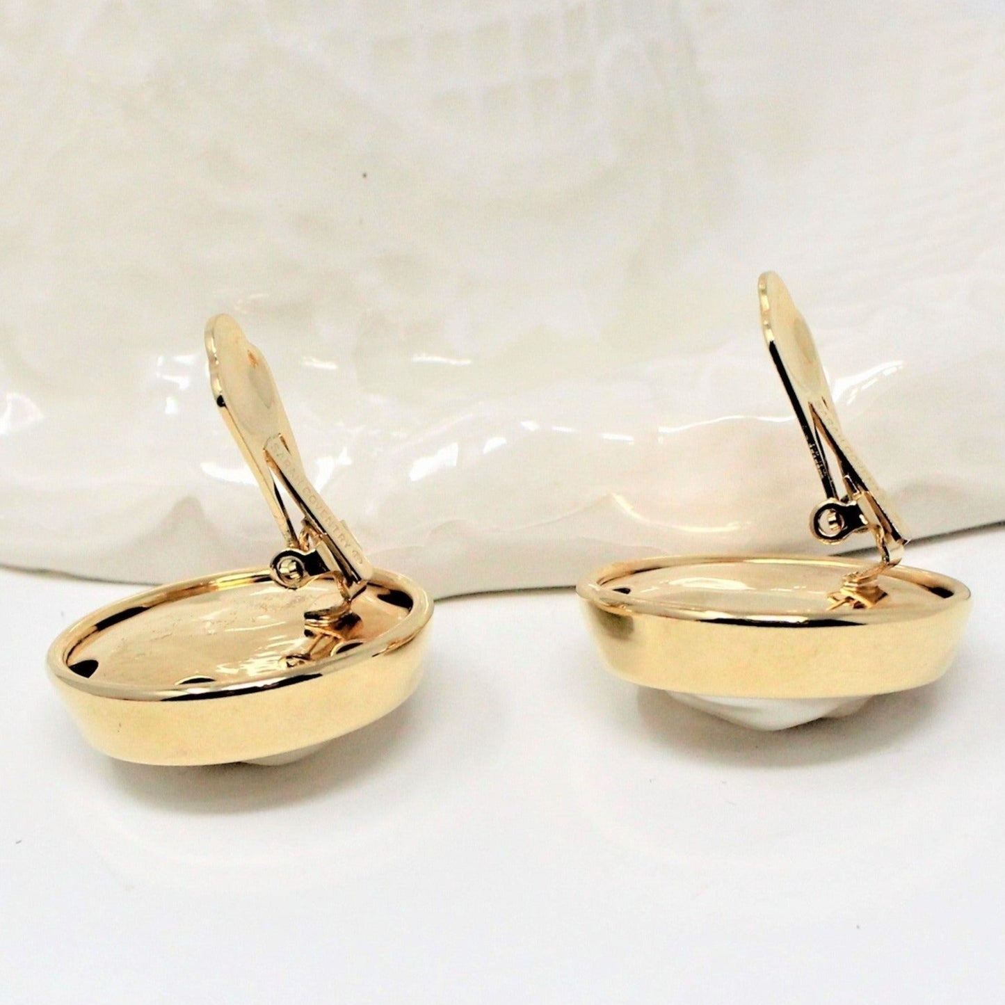 Earrings, Sarah Coventry, Round Pearl, Gold-Tone, Clips, Vintage
