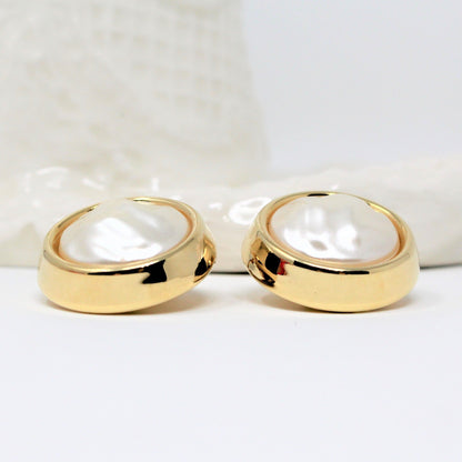 Earrings, Sarah Coventry, Round Pearl, Gold-Tone, Clips, Vintage