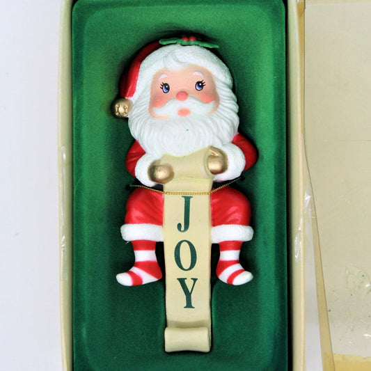 Stocking Hanger, Russ Berrie 4660, Santa Joy, Vintage, Hong Kong