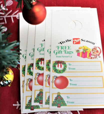 Gift Tags, 7-Up Christmas, 35 gift tags, Vintage, NOS