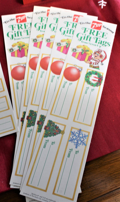 Gift Tags, 7-Up Christmas, 35 gift tags, Vintage, NOS