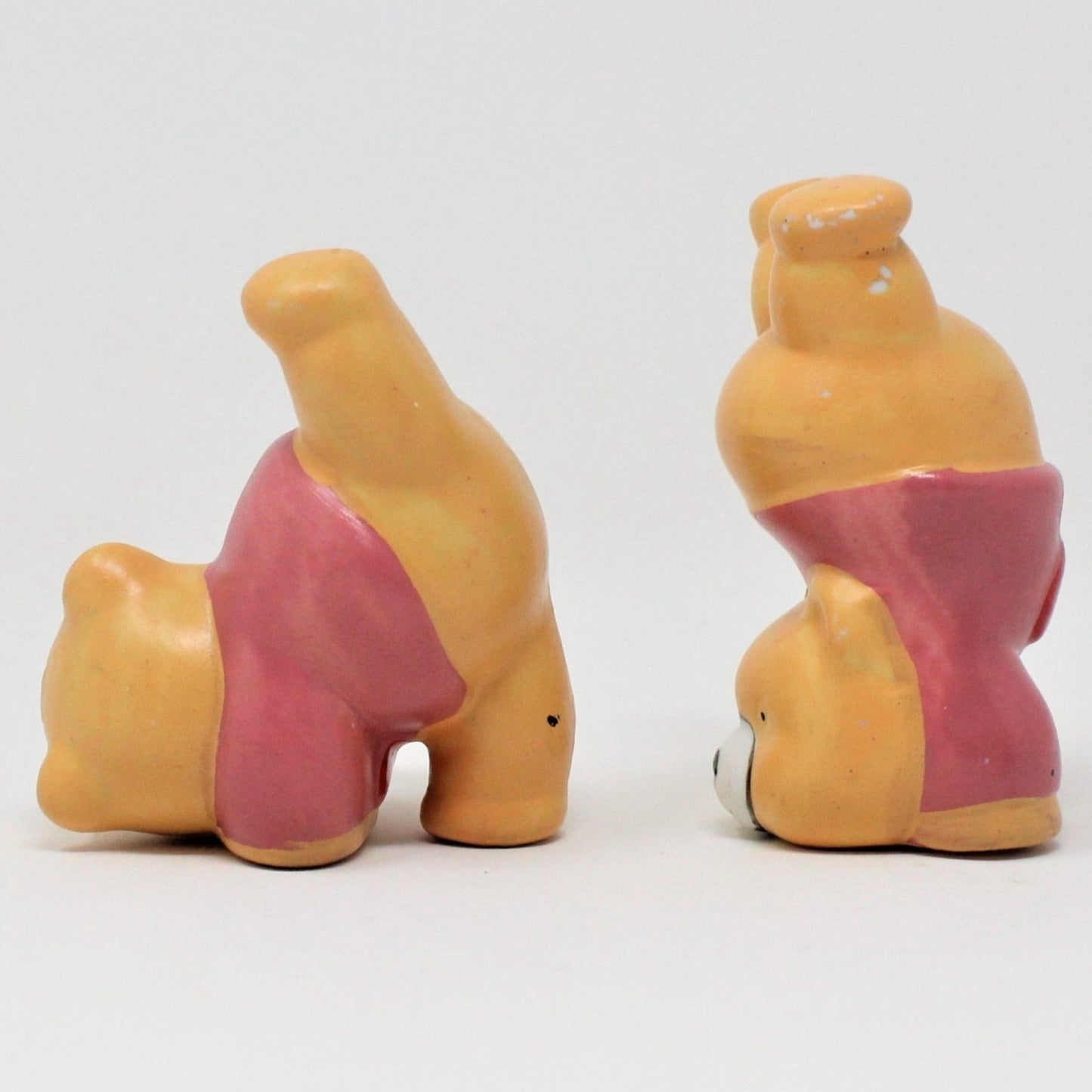 Figurine, Tumbling Yoga Bears with Hearts, Set of 2 Porcelain, Vintage